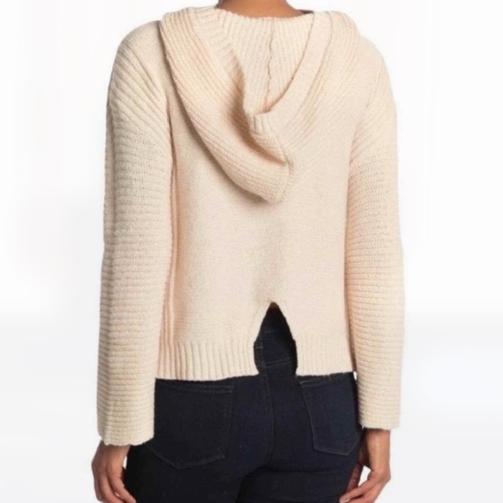 NEW Abound Beige Oatmeal Light Heather Cozy Ribbed Knit Sweater Hoodie
